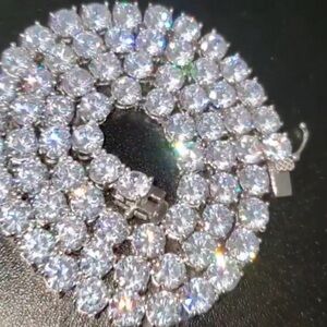 Watch Video / Sterling Silver 925 Iced Out Tennis Necklace